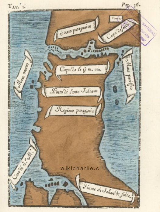Primer mapa del Estrecho de Magallanes, 1520.png