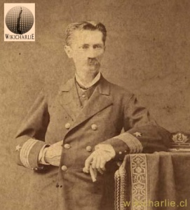 José Galvarino Riveros Cárdenas. (☆ Curaco de Vélez 2 de diciembre 1829 -†Santiago 11 de enero 1892). Llevaba ya tres años en el grado de Capitán de Navío cuando estalló la Guerra del Pacífico, contra Perú y Bolivia. Al comienzo de la guerra, Galvarino Riveros había sido designado Comandante del blindado "Blanco" y Jefe de una división naval que comprendía la corbeta "O'Higgins" al mando de Jorge Montt Álvarez, la cañonera "Magallanes" al mando de Carlos Condell de la Haza y el transporte "Amazonas" al mando de Manuel Thomson Porto Mariño.