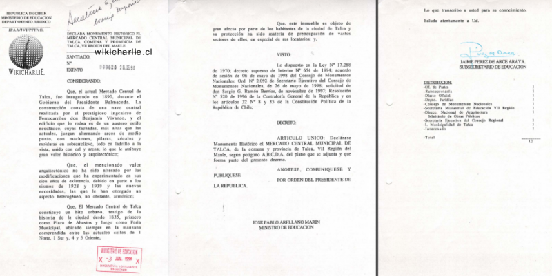 :Decreto N 620 1998, Mercado Central de Talca.