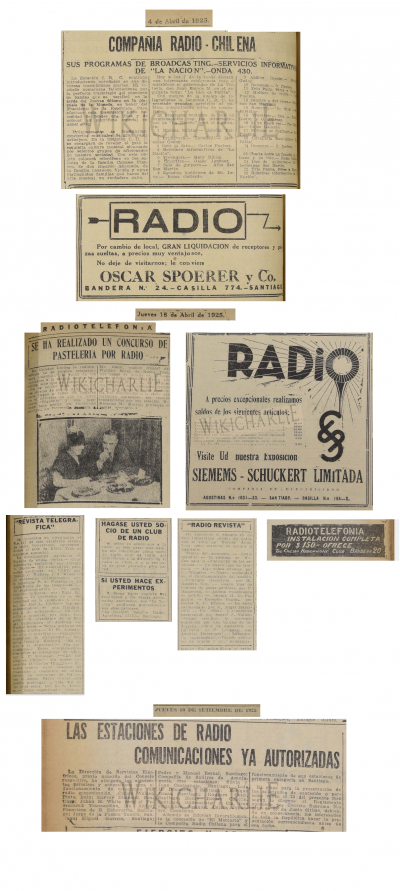 Artículos de la Radio en Chile Abril y Septiembre de 1925. Pinchar para leer detalles y descargar.