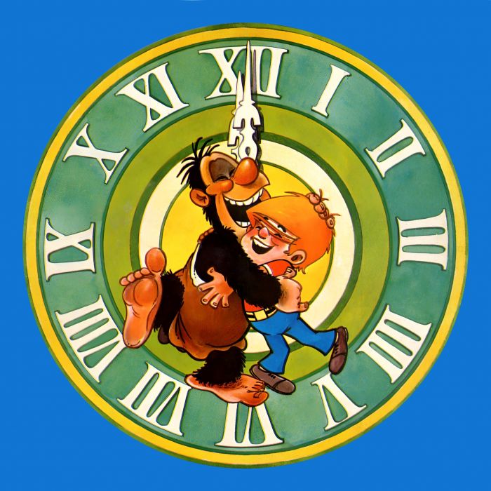 Mampato y Ogú, celebrando año nuevo que viene. Revista Mampato - Nº154, del 27 de diciembre de 1972. (Retoque digital: Jaime Ibarra Arancibia). //Fuente: https://s.wikicharlie.cl/35C