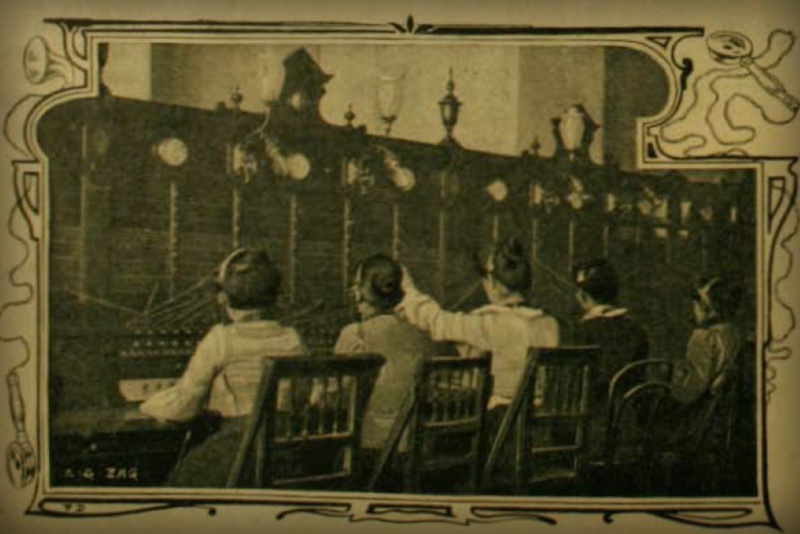 Central de la Compañía de Teléfonos fotografiada el 26 de febrero 1905 en Santiago de Chile. Era el trabajo más moderno existente y avanzado de la época