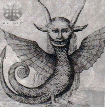 Imagen del Monstruo Tagua Tagua. Grabado del Siglo XVIII